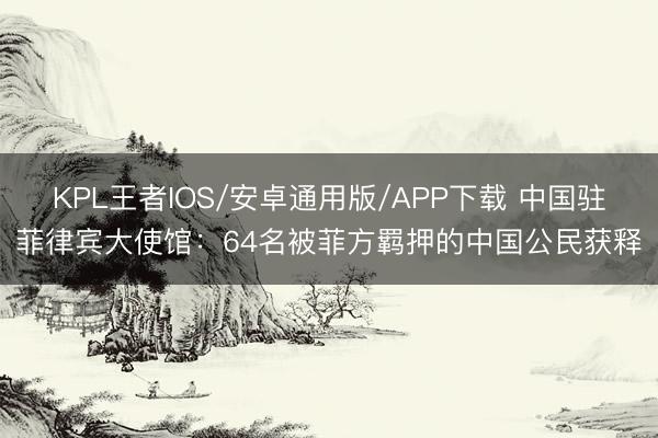 KPL王者IOS/安卓通用版/APP下载 中国驻菲律宾大使馆：64名被菲方羁押的中国公民获释